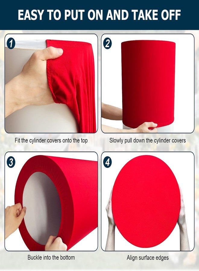 SaitiMade Red Cylinder Pedestal Stand Cover 1 Pcs, Mix and Match Colors as You Like, Spandex Cylinder Stand Cover for Party, Wedding or Birthday Event Decor (Red, XXL) - Image 4